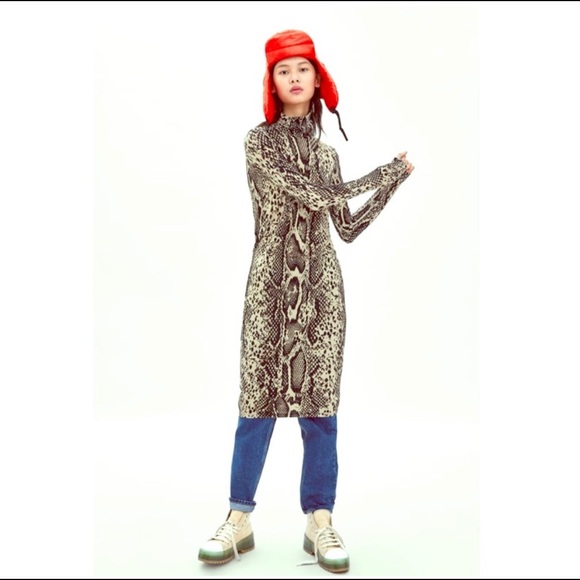 Zara Dresses & Skirts - Zara snakeskin turtleneck midi dress